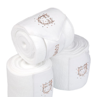 Vendas de forro polar con logo de strass Blanco