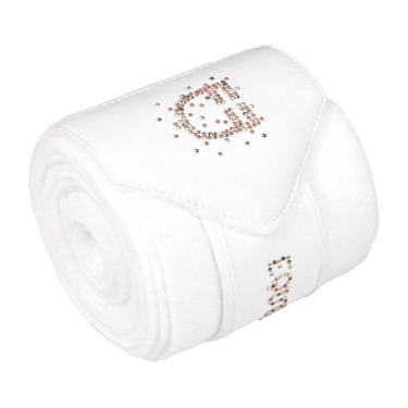 Vendas de forro polar con logo de strass Blanco