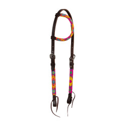 Brida western con cuentas multicolores y engrasada de una oreja