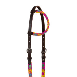 Brida western con cuentas multicolores y engrasada de una oreja