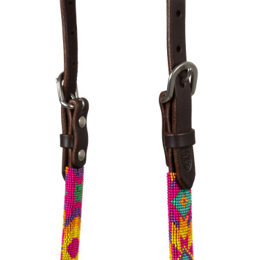 Brida western con cuentas multicolores y engrasada de una oreja