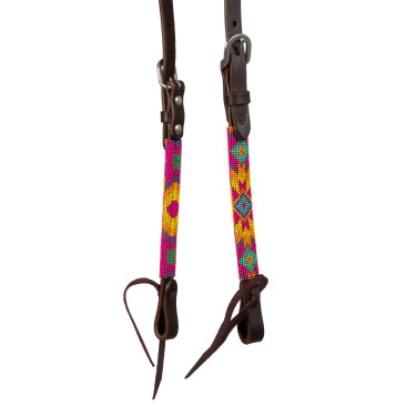 Brida western con cuentas multicolores y engrasada de una oreja