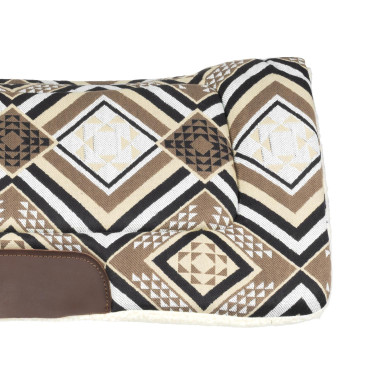 Manta western Dakota con acolchado de lana ecológica Gris / marrón / dorado