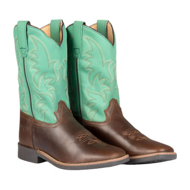 Botas western Monterey para niños Marrón oscuro / verde Marr&amp;amp;amp;oacute;n