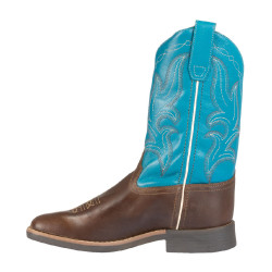 Botas vaqueras Ranch para niños Marrón oscuro / turquesa