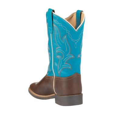Botas vaqueras Ranch para niños Marrón oscuro / turquesa
