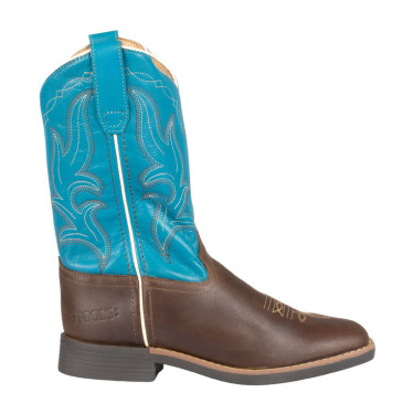 Botas vaqueras Ranch para niños Marrón oscuro / turquesa