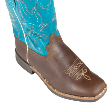 Botas vaqueras Ranch para niños Marrón oscuro / turquesa