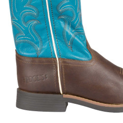 Botas vaqueras Ranch para niños Marrón oscuro / turquesa