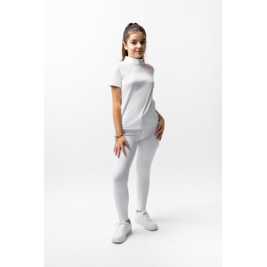 Polo de concurso Horze Kaya infantil con strass Blanco brillante Polo de concurso Horze Kaya infantil con strass Blanco brillante