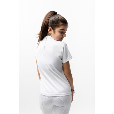 Polo de concurso Horze Kaya infantil con strass Blanco brillante Polo de concurso Horze Kaya infantil con strass Blanco brillante