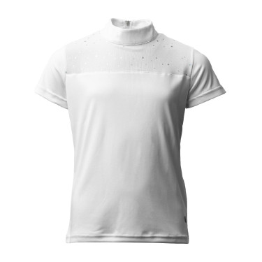 Polo de concurso Horze Kaya infantil con strass Blanco brillante Polo de concurso Horze Kaya infantil con strass Blanco brillante