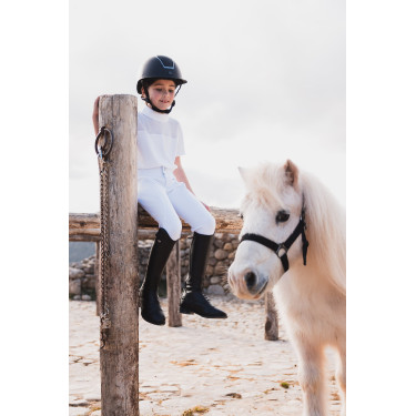 Polo de concurso Horze Kaya infantil con strass Blanco brillante Polo de concurso Horze Kaya infantil con strass Blanco brillante