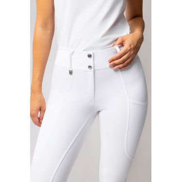 Pantalón Horze Grand Prix III Show con culera completa para mujer Blanco brillante