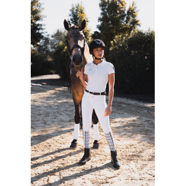 Pantalón Horze Grand Prix III Show con culera completa para mujer Blanco brillante