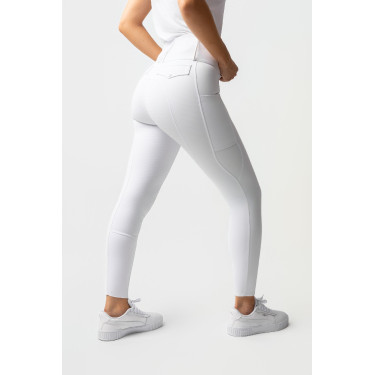 Pantalón de equitación Horze Leonie con culera completa para mujer Blanco brillante Pantalón de equitación Horze Leonie con culera completa para mujer Blanco brillante