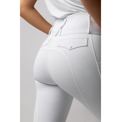 Pantalón de equitación Horze Leonie con culera completa para mujer Blanco brillante Pantalón de equitación Horze Leonie con culera completa para mujer Blanco brillante