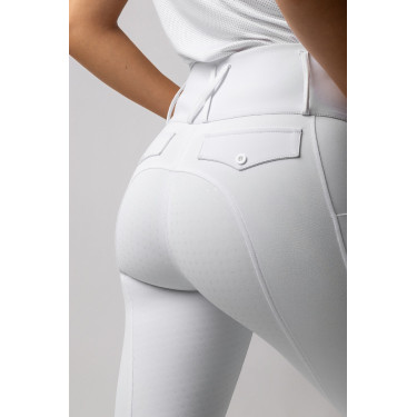 Pantalón de equitación Horze Leonie con culera completa para mujer Blanco brillante Pantalón de equitación Horze Leonie con culera completa para mujer Blanco brillante