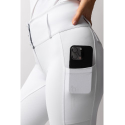 Pantalón de equitación Horze Leonie con culera completa para mujer Blanco brillante Pantalón de equitación Horze Leonie con culera completa para mujer Blanco brillante