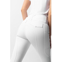 Pantalón de equitación Horze Leonie con culera completa para mujer Blanco brillante Pantalón de equitación Horze Leonie con culera completa para mujer Blanco brillante