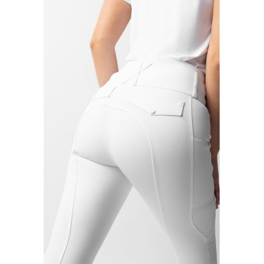 Pantalón de equitación Horze Leonie con culera completa para mujer Blanco brillante Pantalón de equitación Horze Leonie con culera completa para mujer Blanco brillante
