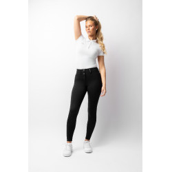 Pantalón de equitación Horze Evelyn de asiento completo para mujer Negro