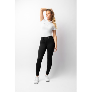 Pantalón de equitación Horze Evelyn de asiento completo para mujer Negro