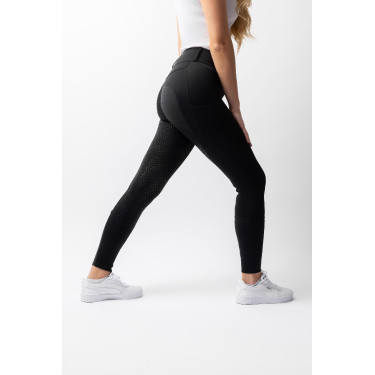 Pantalón de equitación Horze Evelyn de asiento completo para mujer Negro