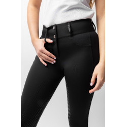 Pantalón de equitación Horze Evelyn de asiento completo para mujer Negro