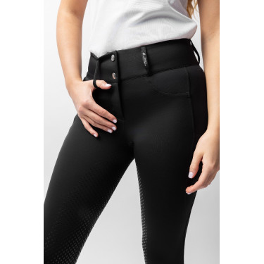 Pantalón de equitación Horze Evelyn de asiento completo para mujer Negro