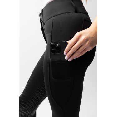 Pantalón de equitación Horze Evelyn de asiento completo para mujer Negro