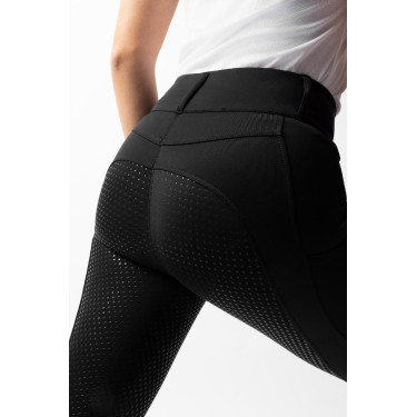 Pantalón de equitación Horze Evelyn de asiento completo para mujer Negro