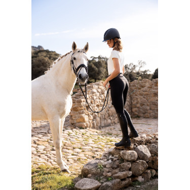 Pantalón de equitación Horze Evelyn de asiento completo para mujer Negro