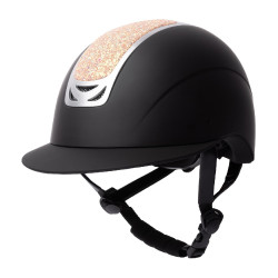 Casco de equitación adorno de cristal Horze Arix II Negro / melocotón