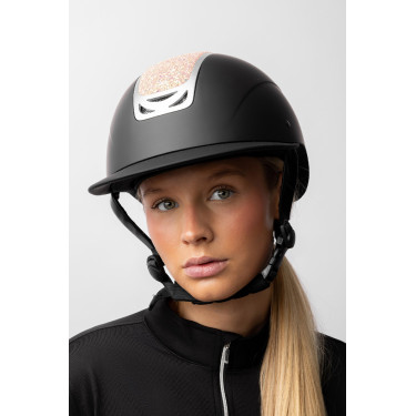 Casco de equitación adorno de cristal Horze Arix II Negro / melocotón