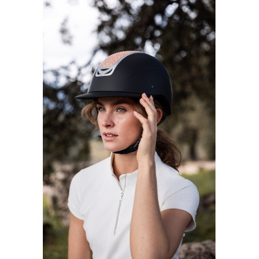 Casco de equitación adorno de cristal Horze Arix II Negro / melocotón