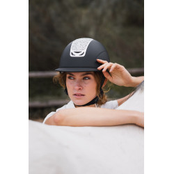 Casco de equitación adorno de cristal Horze Arix II Negro / plata