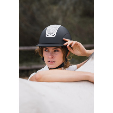 Casco de equitación adorno de cristal Horze Arix II Negro / plata