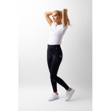 Leggings de agarre integral Horze Dea para mujer Azul marino oscuro