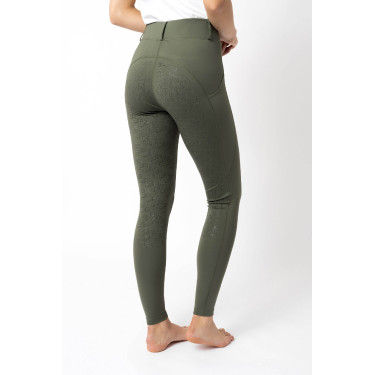 Leggings de agarre integral Horze Dea para mujer Verde escarabajo