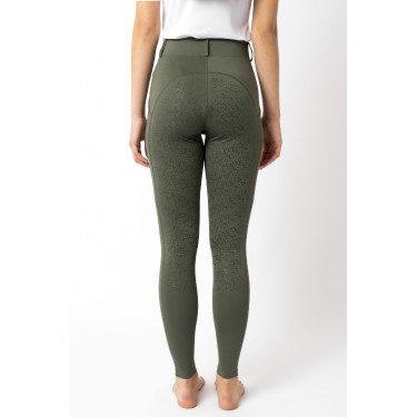 Leggings de agarre integral Horze Dea para mujer Verde escarabajo