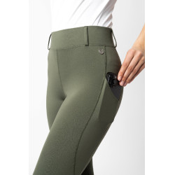 Leggings de agarre integral Horze Dea para mujer Verde escarabajo