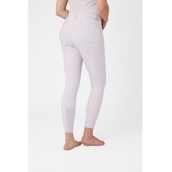 Pantalón de equitación de asiento completo Horze Kaitlin para mujer con decoración floral Caída de orquídea Blanco