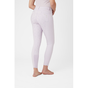 Pantalón de equitación de asiento completo Horze Kaitlin para mujer con decoración floral Caída de orquídea Blanco