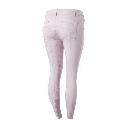 Pantalón de equitación de asiento completo Horze Kaitlin para mujer con decoración floral Caída de orquídea Blanco