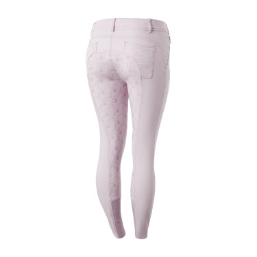 Pantalón de equitación de asiento completo Horze Kaitlin para mujer con decoración floral Caída de orquídea Blanco