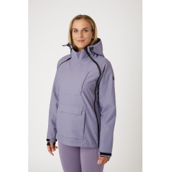 Chaqueta de equitación impermeable Horze Ayla con cremalleras para mujer Pasa real Violeta