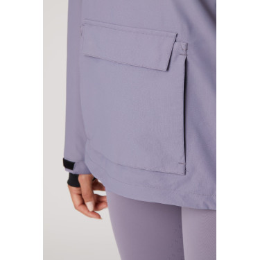 Chaqueta de equitación impermeable Horze Ayla con cremalleras para mujer Pasa real Violeta