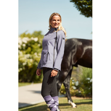 Chaqueta de equitación impermeable Horze Ayla con cremalleras para mujer Pasa real Violeta