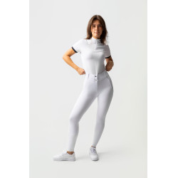 Pantalón de agarre integral para todas las estaciones Horze Mira Blanco / azul turquesa Pantalón de agarre integral para todas las estaciones Horze Mira Blanco / azul turquesa